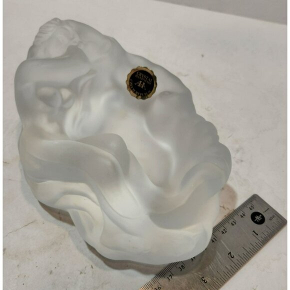 A & A Crystal Handmade Czech Art Deco Frosted Glass Nude Woman Ashtray Dish Vtg - Picture 11 of 12